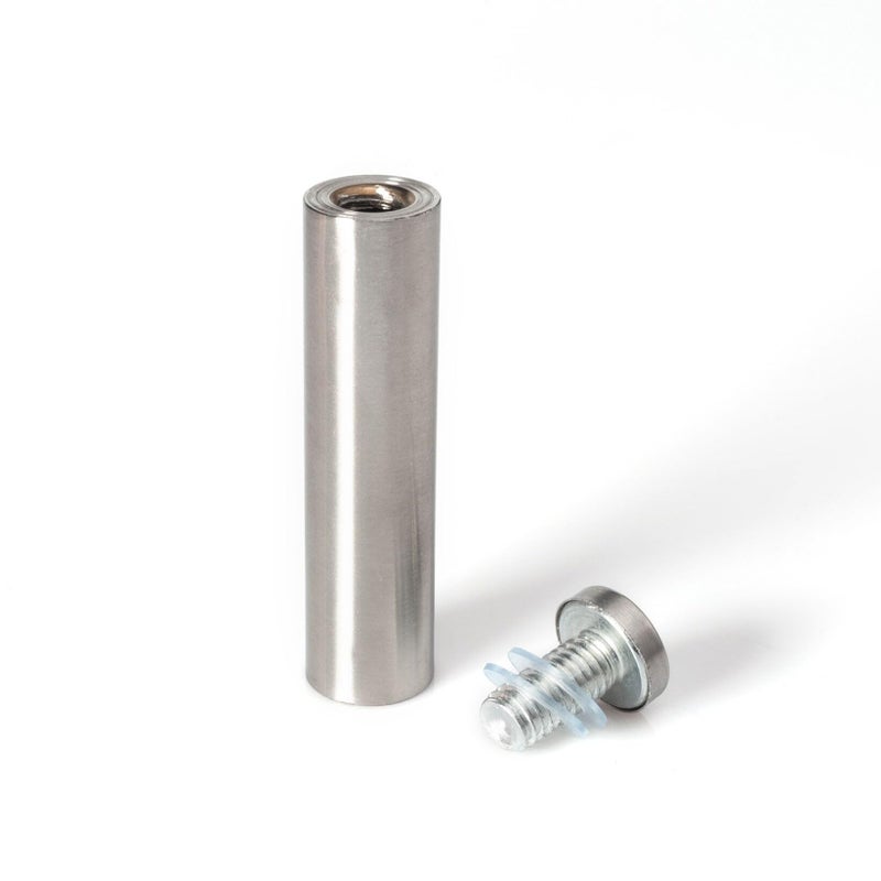 OUTWATER Stainless Steel Standoff 3/4 Inch Diameter x 3 Inch Barrel Length Brushed Finish for PVC, Glass and Acrylic Sign Stand Off Wall Anchors and Screws 4 Piece Pack for Heavy Signs - Image 3
